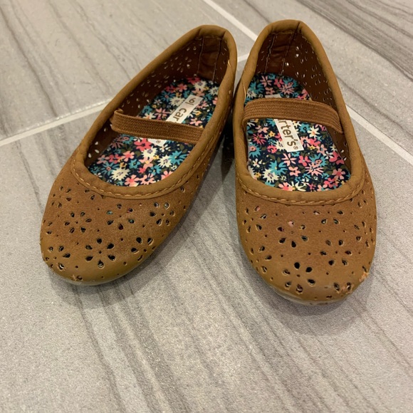 Carter's Other - Carter’s Light Brown Faux Suede Laser Cut Mary Jane Shoes